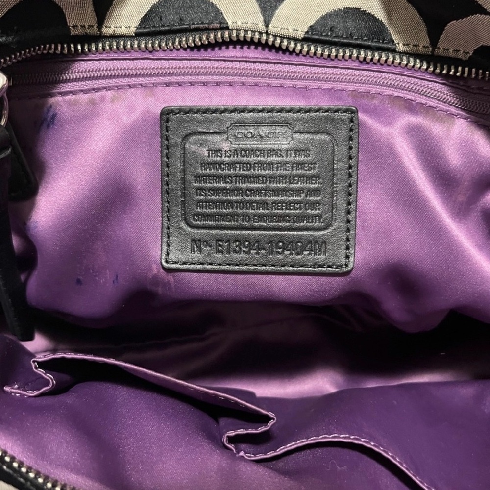 COACH Vintage GALLERY 19404 Op Art Signature LEATHER TOTE BAG SHOULDER PURSE - Picture 7 of 8